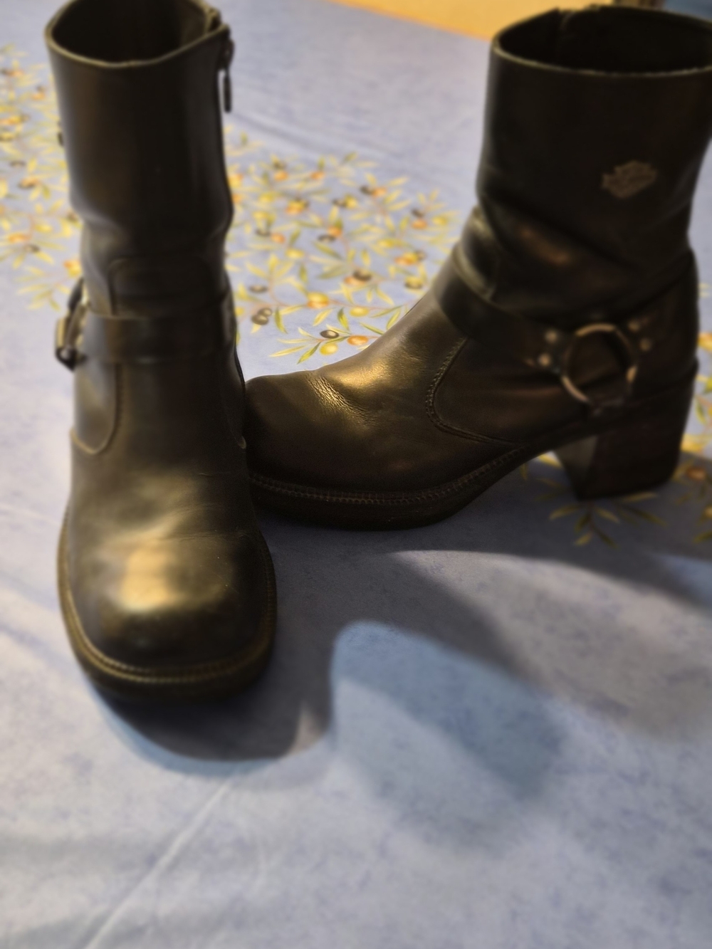 Vintage Harley Davidson Black Leather Women's Harness Boots